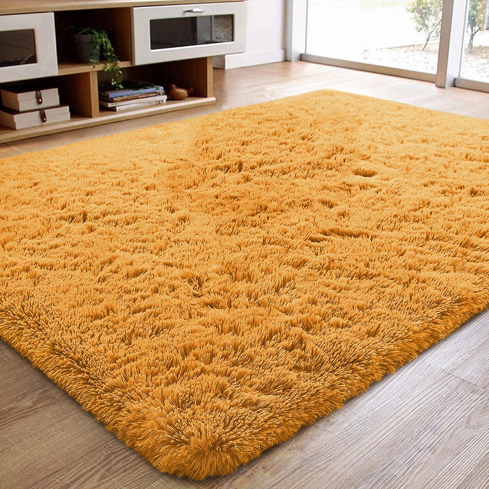 Fluffy Rugs Large Shaggy Rug Bedroom Living Room Anti Slip Soft Carpet ...
