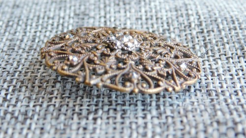 Antique Vtg Button Open Work w/ Steel Rivets Art Nouveau Aprx: 1-1/4" #806-X - Picture 2 of 5