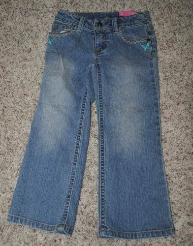 Mädchen Jeans Denim Sonoma blau verstellbare Taille gerade bestickt verwaschen - Gr. 4