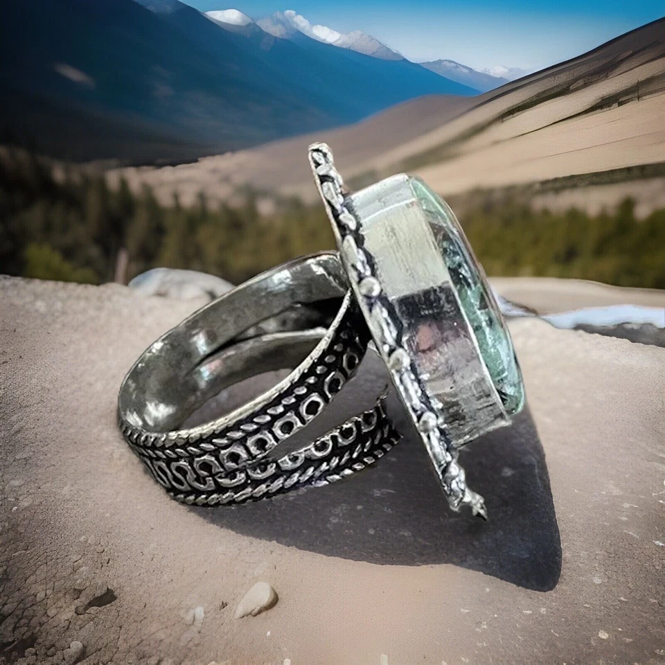 Size 7.5 Copper Ruby Zoisite Gemstone Ring -925 Sterling Silver plated-New ! — 第 2/4 张图片