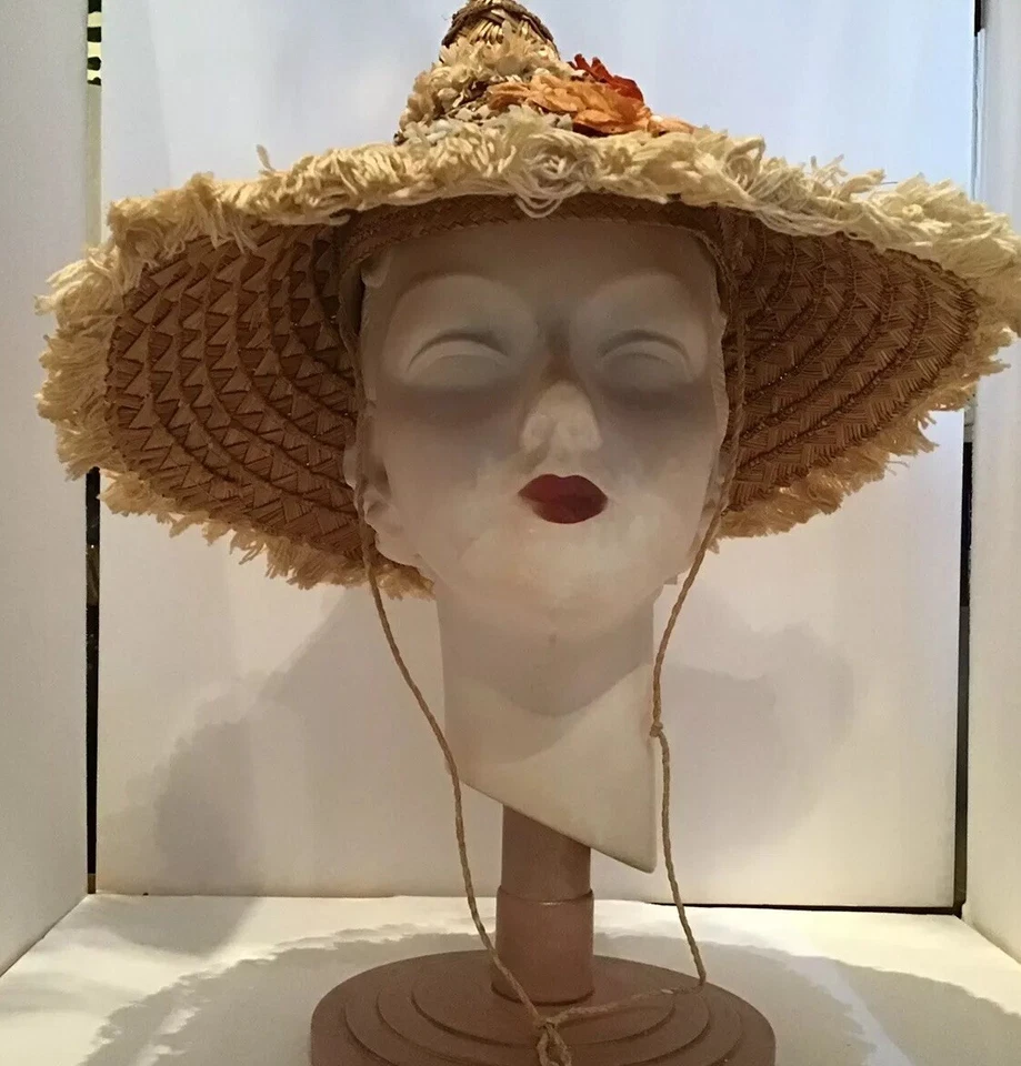 Sombrero Coolie Paja Años 40 De Colección Fedora Novelidad Playa Veldore’ Houston Foto 3 de 4