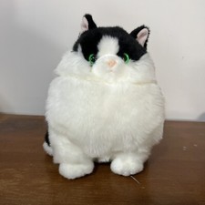 Aurora World Plush Tuxedo Cat Stuffed Animal Toy Green Eyes Kitty