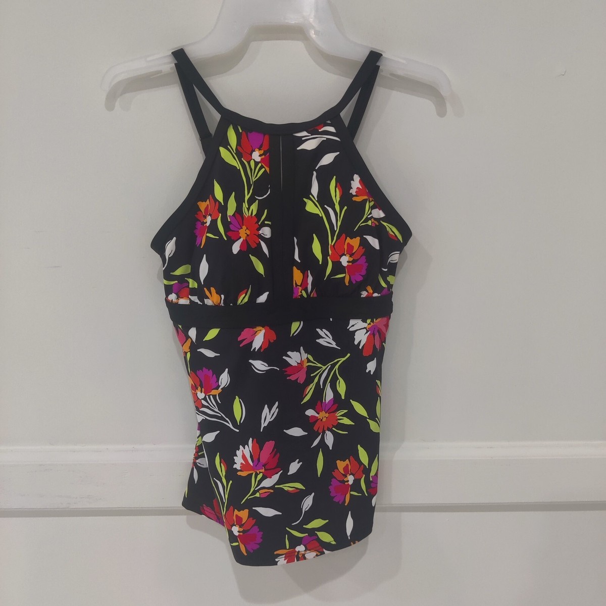 Lands' End Women's Keyhole High Neck Modest Tankini Top Size Tall $60  8B367