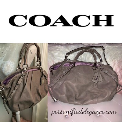 Coach Madison Sophia Large Gray Leather Satchel Handbag $398 | eBay