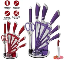 Kitchen Knife Set 9PCS Knife Set with Block Sharp Chef Knife Set with Sharpener