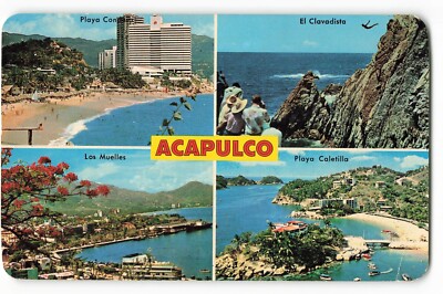 Acapulco showing multiple views Postcard VTG AUC2.