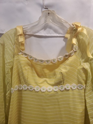 Vintage 1970’s Womens Bridesmaid Dress Striped Chartreuse Yellow Chiffon Daisy A - Picture 5 of 23