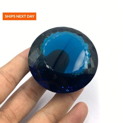A++ Brazilian Blue Color 1000 Ct Certified Huge Topaz Round Cut Natural Gemstone