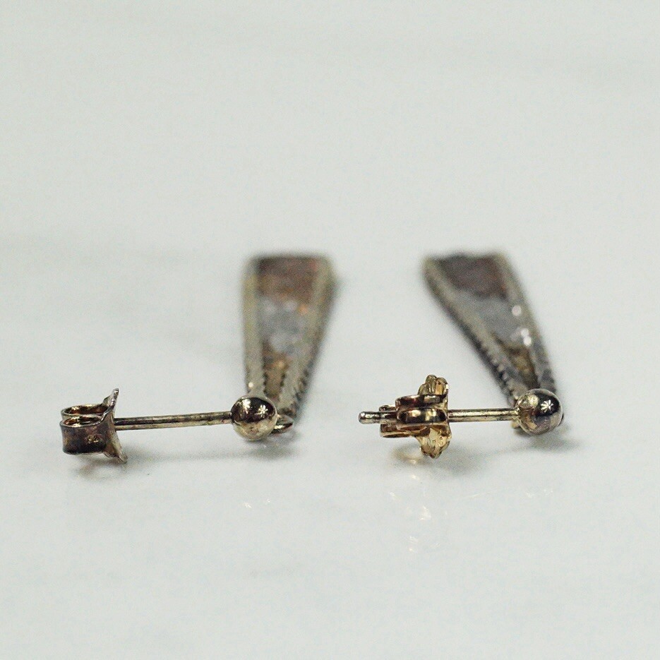 Tricolor Sterling Silver Woven Triangular Drop Da… - image 7