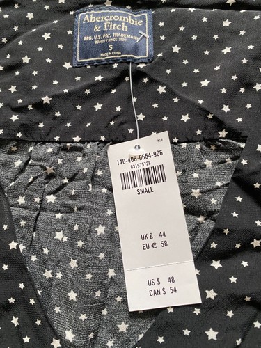 Abercrombie & Fitch Women Stars Short Sleeve V-Neck Button-Up Shirt Black Size S - Picture 6 of 11