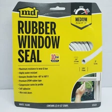 M-D Rubber Window & Door Seal White MEDIUM Gaps 1/4" x 5/16" x 17'   #63628