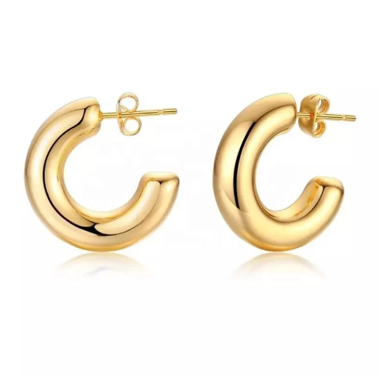 18k Gold Plated Hoop Earrings, Gold Hoop Earrings, Minimalism Earrings