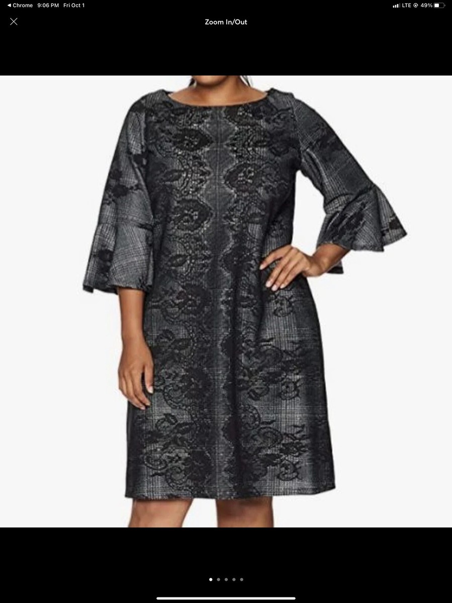 Gabby Skye Black Lace Dress With Bell Sleeves Career Casual Work 14 | eBay