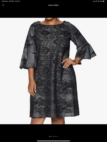 Gabby Skye Black Lace Dress With Bell Sleeves Career Casual Work 14 - Picture 3 of 12