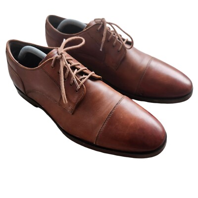 COLE HAAN OS JAY MENS 10 M LEATHER GRAND CAP OXFORD DRESS SHOES  BROWN