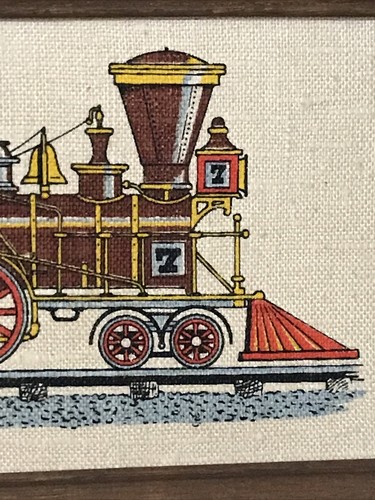 vgt. Kay Dee 100% Linen Hand Print Express Engine 1855 Train Print 8.5”x16.5” - Picture 6 of 11