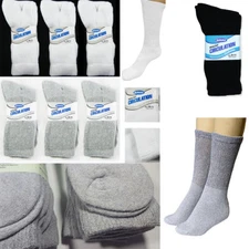 3, 6, or 12 Pairs Diabetic CREW circulatory Socks Health Men’s Cotton 9-11 10-13