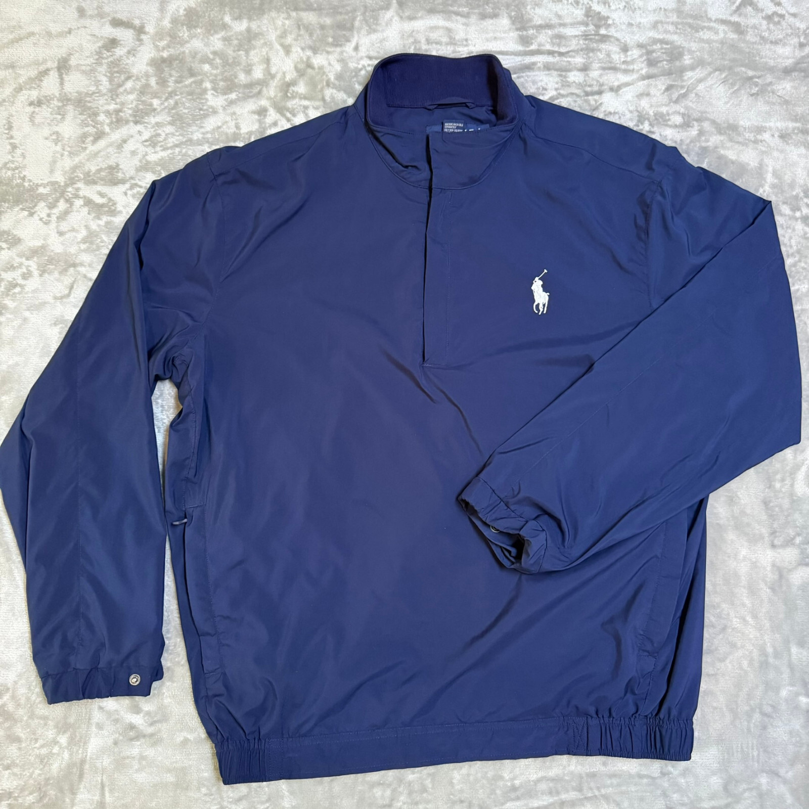 Giacca a vento vintage Polo Golf Ralph Lauren uomo blu medio grande bianco pony