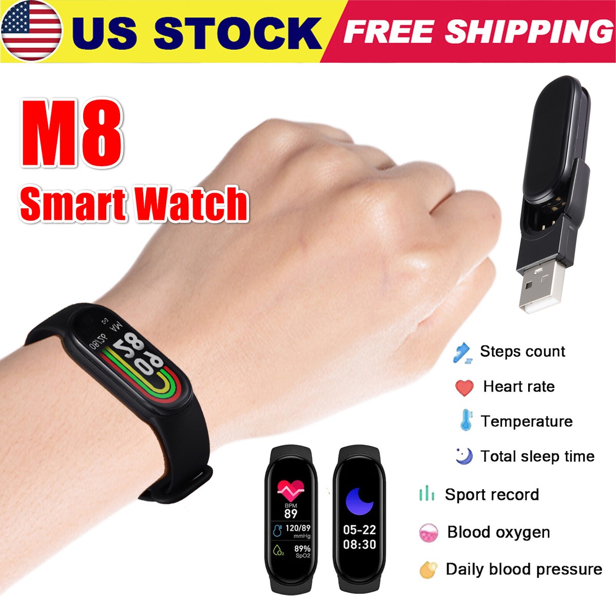 M8 Smart Watch Band Heart Rate Blood Pressure Monitor Tracker