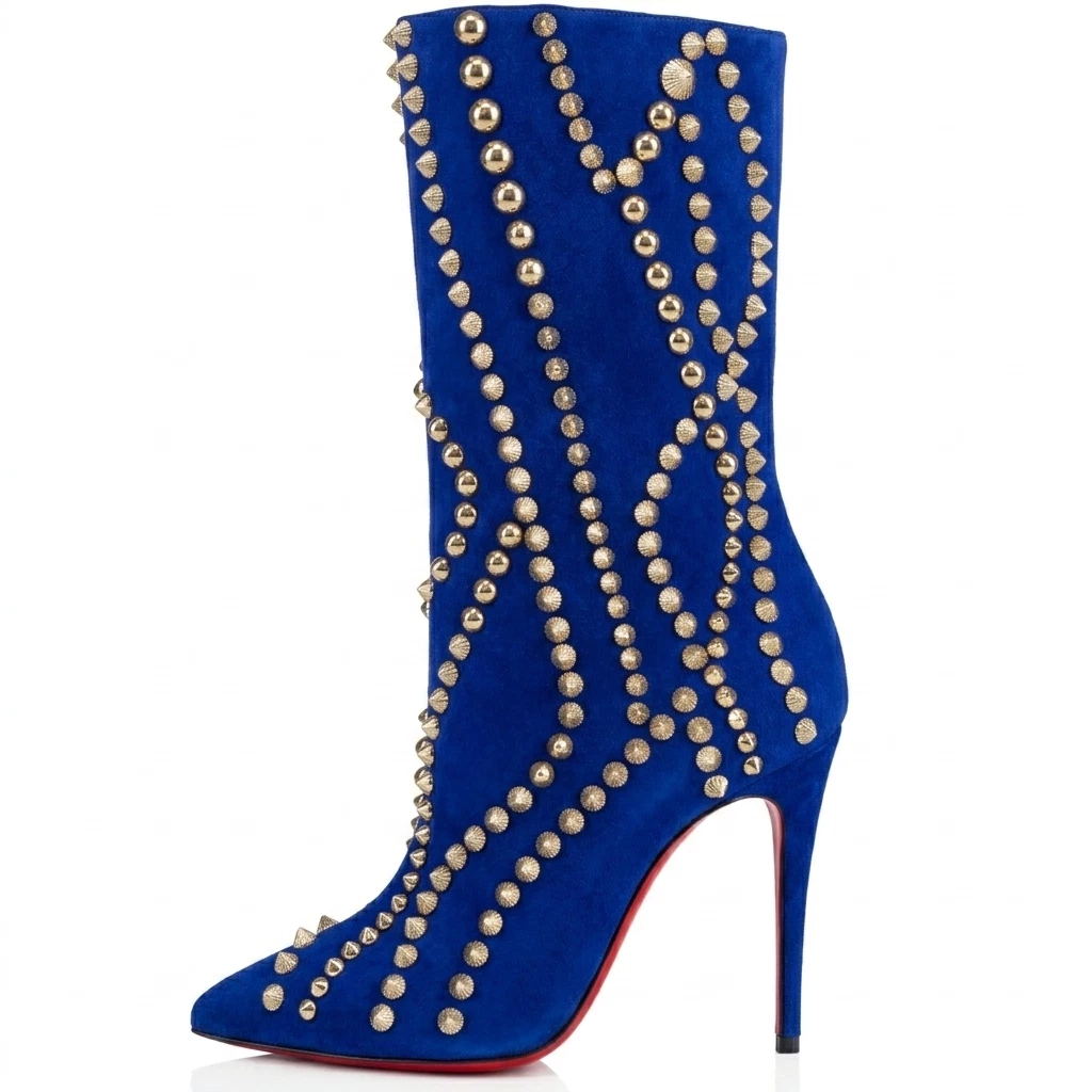 Christian Louboutin Women's Suede Mid-Calf Boots for Women for