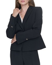 Halston One-Button Notch Lapel Blazer Women's