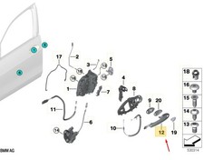 BMW X5 G05 Door Handle Outer Front Left CA/OVT/NFC LHD 51215B61955 NEW GENUINE