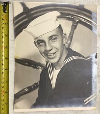 Vintage 1940s B W Military Photo 8x10 WW2 Navy Sailor Portrait Patriotic Picture