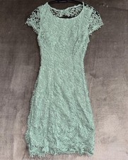 Lulus Romance Language Backless Lace Mini Dress Women XS Sage Green Floral Lined