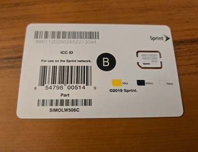 100 Sprint SIMOLW506C NANO SIM Card B