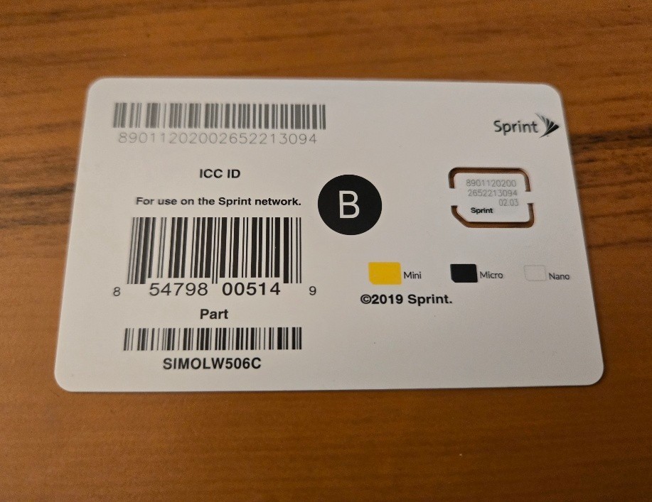 100 Sprint SIMOLW506C NANO SIM Card B