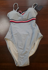 Tommy Hilfiger 1 PC Swimsuit Bathing Beach Blue Red Size L Lined MSRP 98 SPF