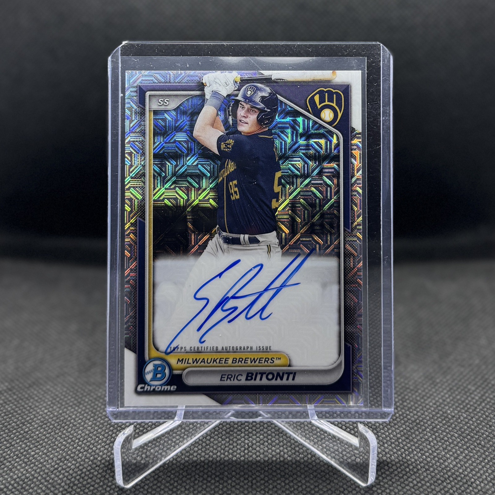 2024 Bowman Mega Box Eric Bitonti Chrome Prospect Auto Mojo Refractor BMA-EBI