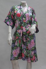 Vintage 90s Floral print Dressing Gown Robe Kimono By Gillian O'Malley Lingerie