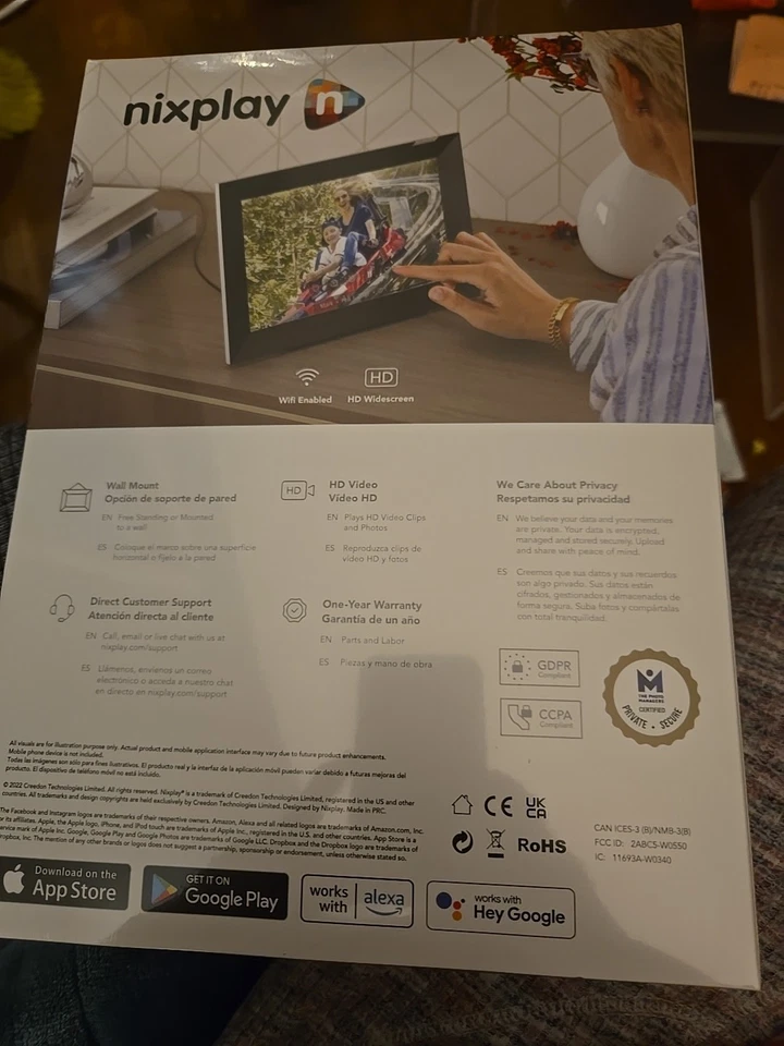 Nixplay 10.1" Touch Screen SMART PHOTO FRAME Black Classic Mat Wi-Fi HD W10P - Image 4 of 4