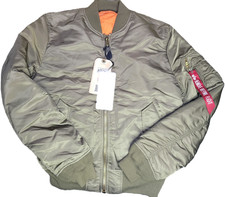 Alpha Industries Men's MA-1 Bomber Jacket, Slim-Fit, Olive - Sz M or L - NWT