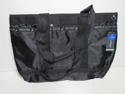 New Nautica Captains Quarters Tote Overnight Gym Bag Medum RipStop Black $69