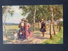 German Reich 1917 Postcard Art Card Modern Master Fritz Martin First Encounter