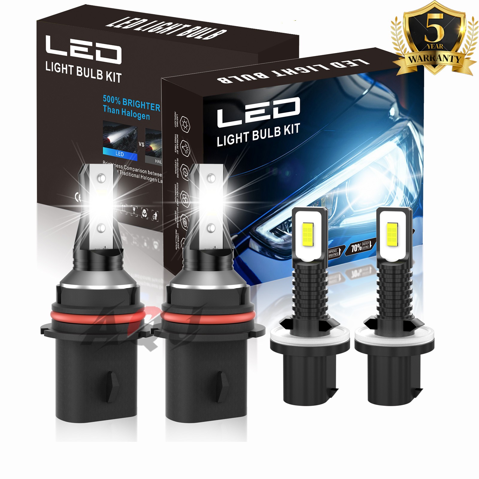 For Ford E-150 E-250 E-350 1994-2007 6000K LED Headlight + Fog Light Bulbs Combo