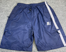 Vintage Starter Nylon Shorts Mens L Blue Line...