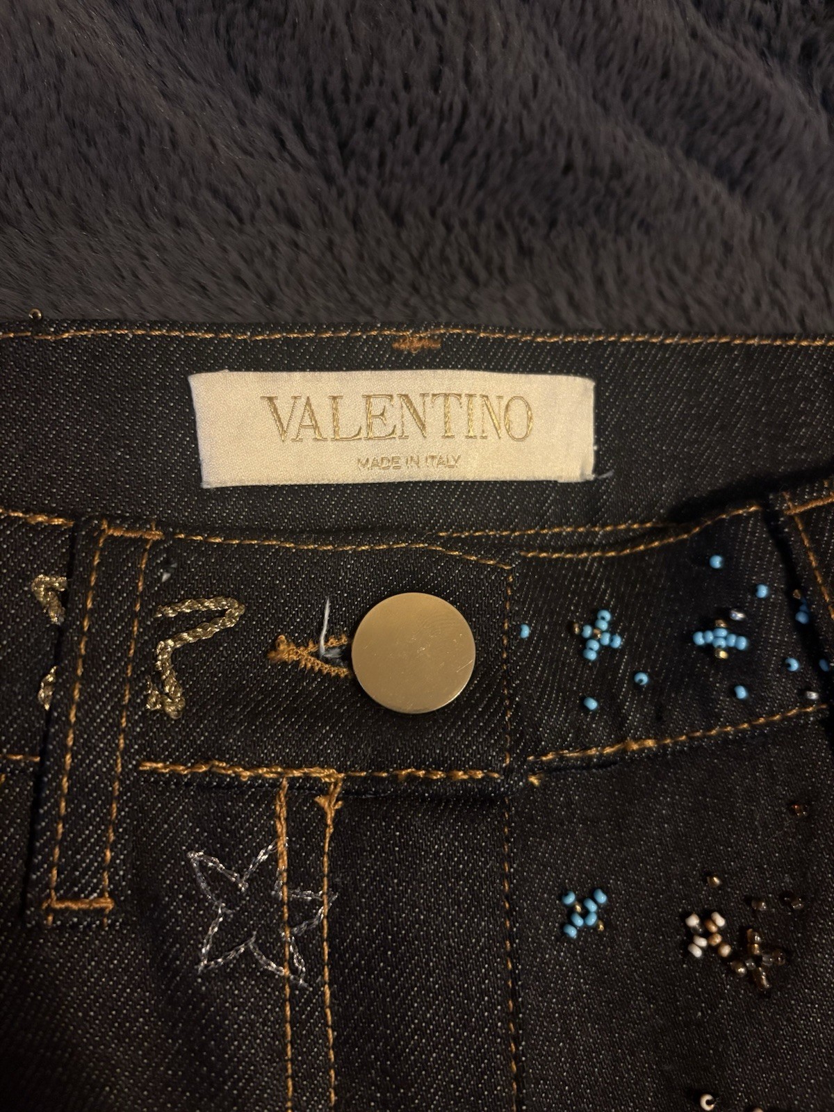 Valentino Garavani Astro Couture Women's Embroidered Jeans Dark Blue Size 25