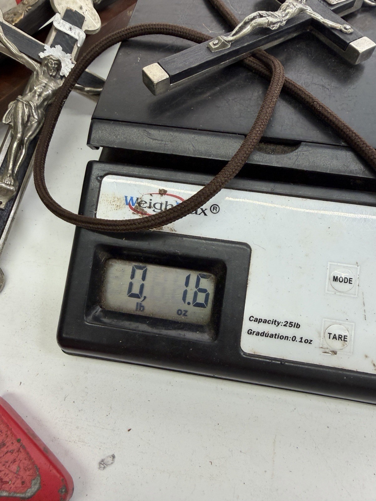 Italian Pectoral Crucifix Cross w Ebony Inlay Catholic Pendant Necklace