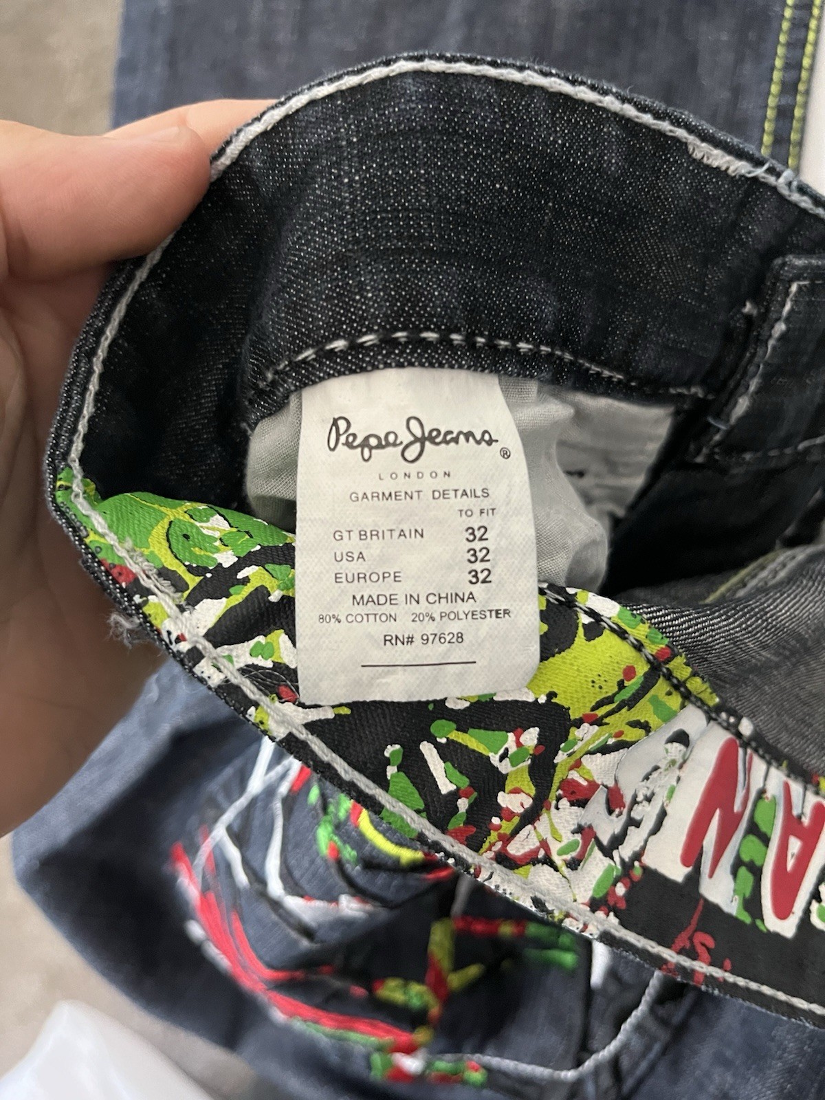 PEPE Denim Jeans Y2K 90s Grunge Men’s 32x30 Dark Wash Spider Embroidered RARE image 6