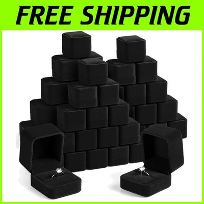 Elegant Velvet Ring Boxes Bulk - Perfect for Wedding Displays & Engagement Gifts