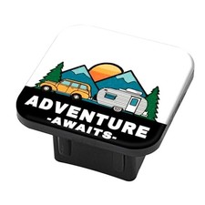 Hitch Cover Fits for 2-Inch Hitch,Adventure Awaits Black and White Trailer Hi...