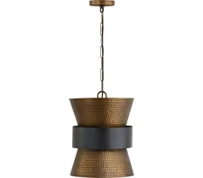 Capital 330416PZ Pendant, 1-Light 100 Watts, Patinaed Brass/Dark Zinc