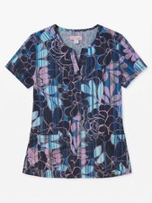 Koi by Kathy Peterson 224PR Floral Print Scrub Top Size Large