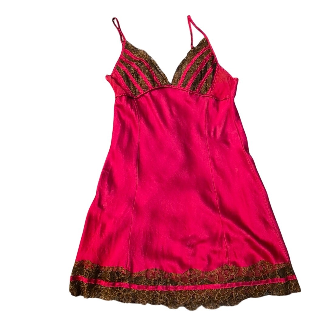 Y2k Victoria's Secret Silk Laced Red Mini Slip