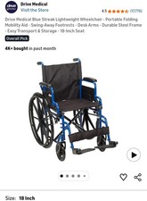 Drive Medical BLS18FBDSF 18 inch Blue Streak Wheelchair with Flip Back Desk Arms