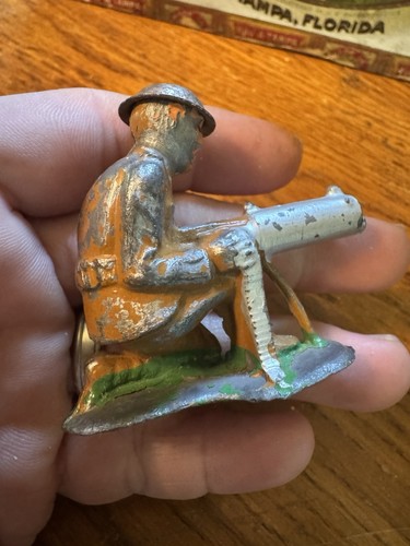 Soldatino giocattolo piombo Barclay Manoil WWI vintage - mitragliatore - Foto 4 di 9