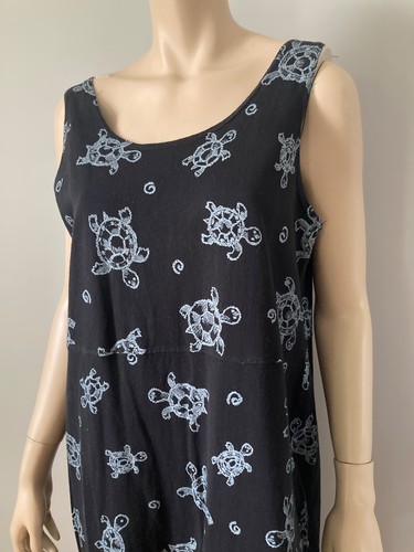 Vintage Fresh Produce Maxikleid blau Schildkrötenmuster Damen Large Beachy - Bild 4 von 6